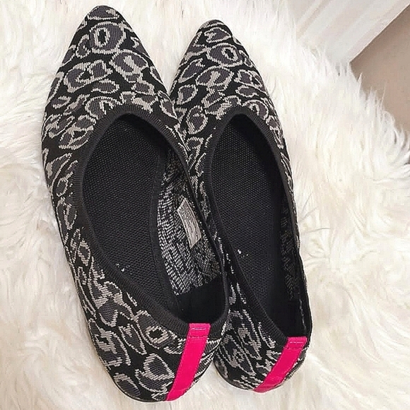 Serra Recycled Black And Grey Print Slip On Flats Size 10🌴 - Picture 1 of 6